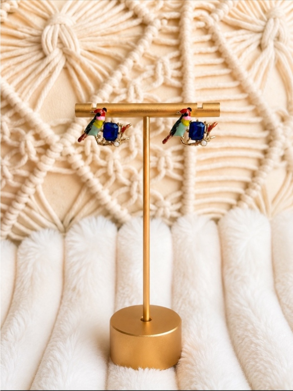 💙🕊️ NWOT Bird & Blue Stone Boho Pierced Earrings ✨